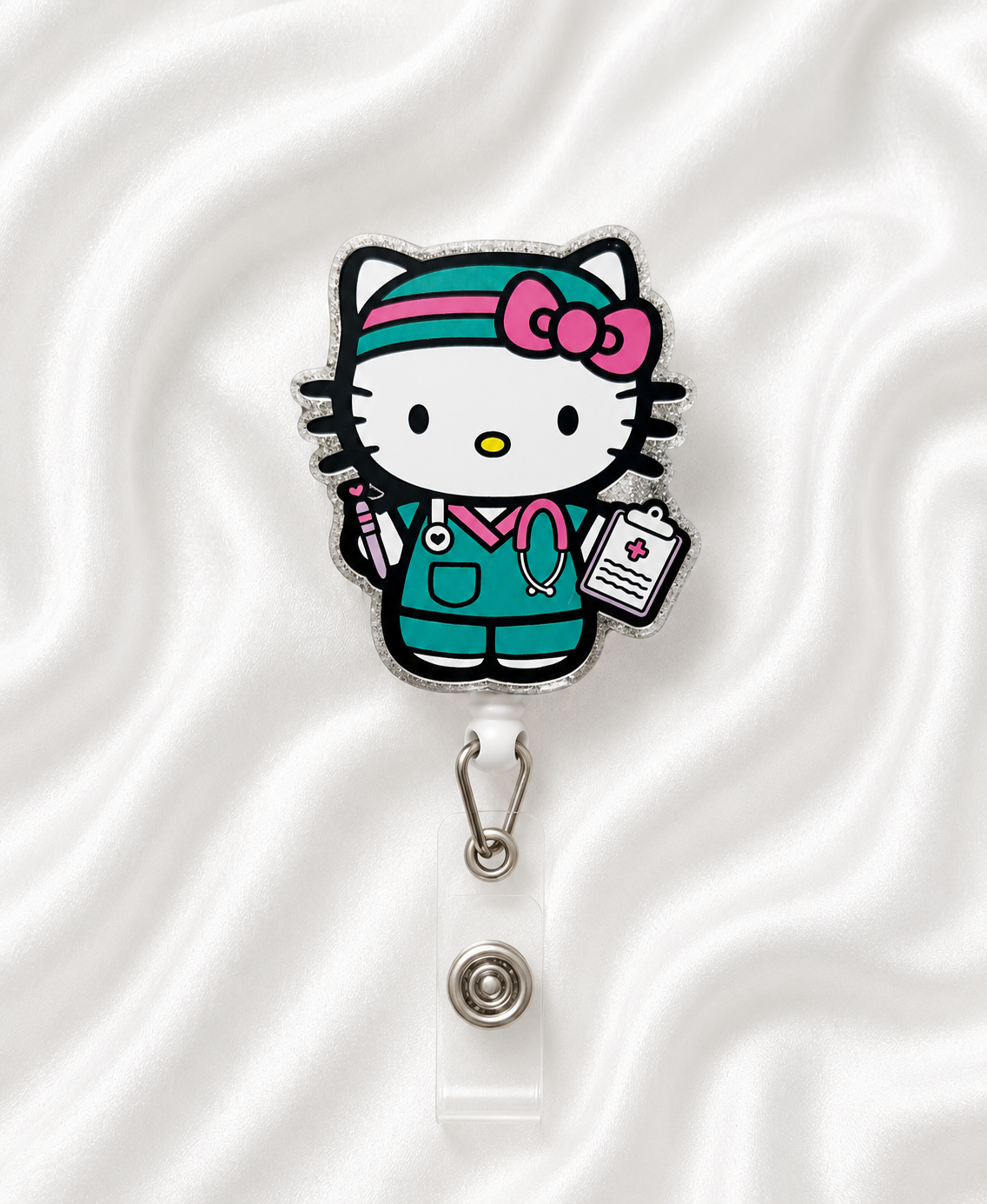 Pastel Nurse Kitty Badge Reel