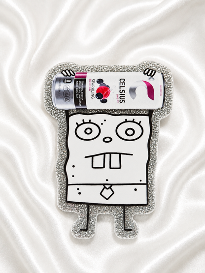 Doodle Energy Drink Badge Reel | Glitter Acrylic Retractable ID Holder | Funny Nurse & Healthcare Badge Buddy