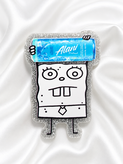 Doodle Energy Drink Badge Reel | Glitter Acrylic Retractable ID Holder | Funny Nurse & Healthcare Badge Buddy