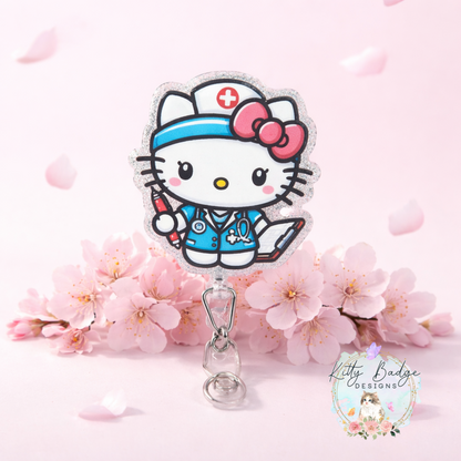 Cute Pink Nurse Kitty Badge Reel for Healthcare Workers (Copy) (Copy)