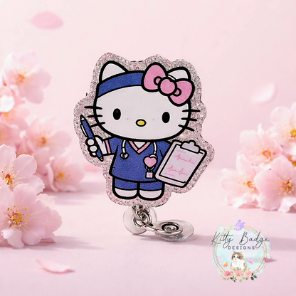 Cute Pink Nurse Kitty Badge Reel for Healthcare Workers (Copy) (Copy)
