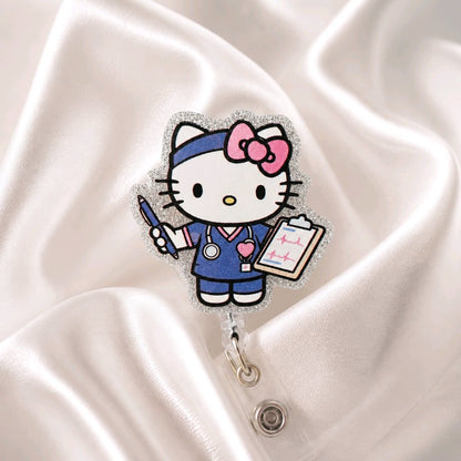 Cute Pink Nurse Kitty Badge Reel for Healthcare Workers (Copy) (Copy)