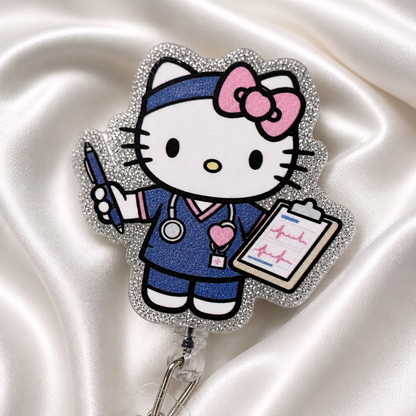 Cute Pink Nurse Kitty Badge Reel for Healthcare Workers (Copy) (Copy)