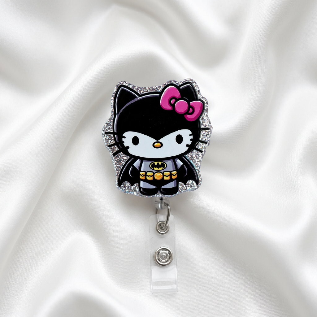 Glitter Superhero Kitty Badge Reel