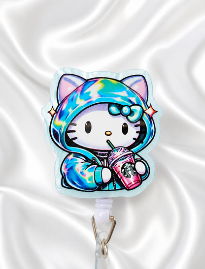 Cute Coffee Lover Kitty Badge Clip