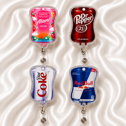 Energy Drink & Soda Inspired Retractable ID Badge