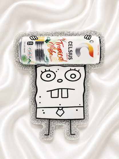 Doodle Energy Drink Badge Reel | Glitter Acrylic Retractable ID Holder | Funny Nurse & Healthcare Badge Buddy