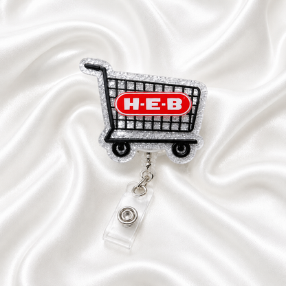 Grocery Store Badge Reel – Grocery Cart & Shopping Bag Acrylic Badge Reel Duo