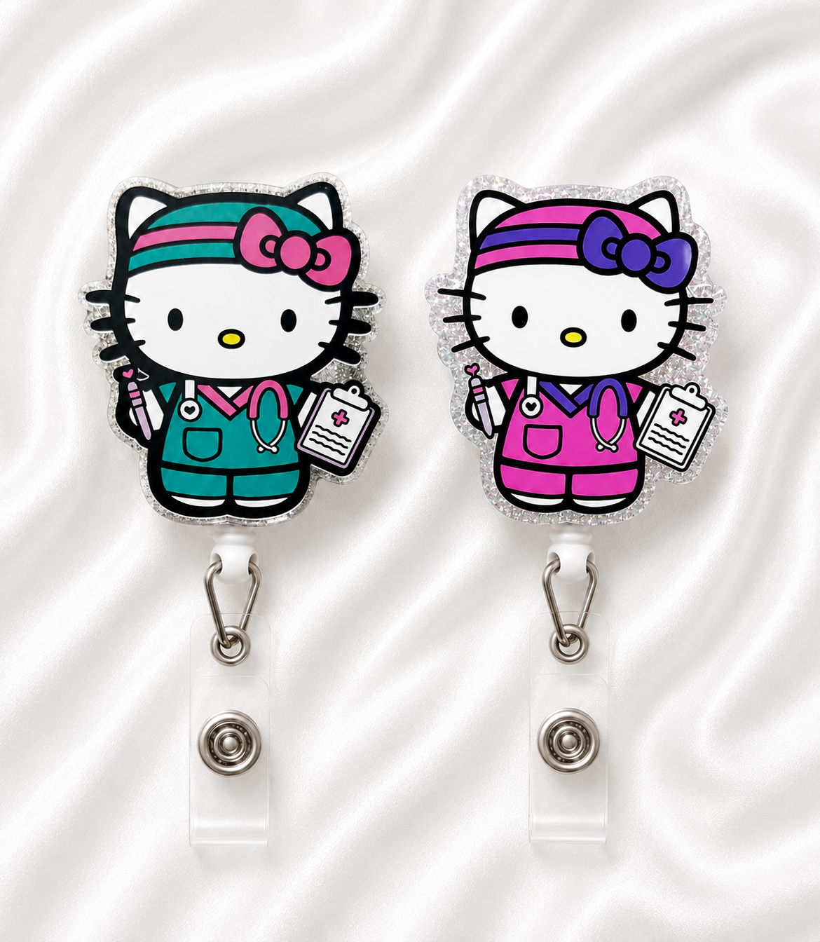 Pastel Nurse Kitty Badge Reel