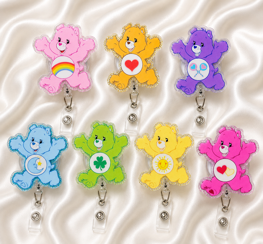 Colorful Bear Glitter Badge Reel