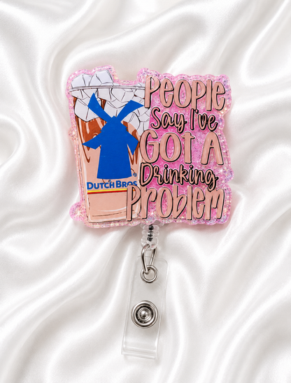 Take Me To StaBs Glitter Badge Reel – Cute Coffee Lover ID Holder☕✨