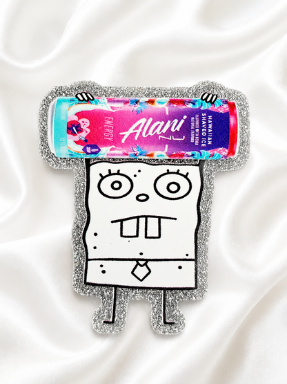 Doodle Energy Drink Badge Reel | Glitter Acrylic Retractable ID Holder | Funny Nurse & Healthcare Badge Buddy