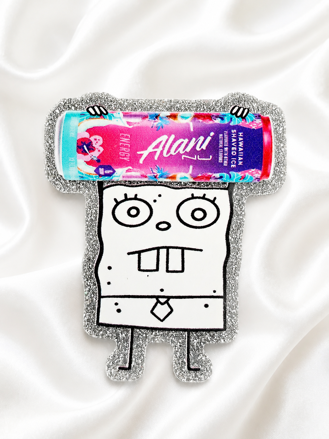 Doodle Energy Drink Badge Reel | Glitter Acrylic Retractable ID Holder | Funny Nurse & Healthcare Badge Buddy