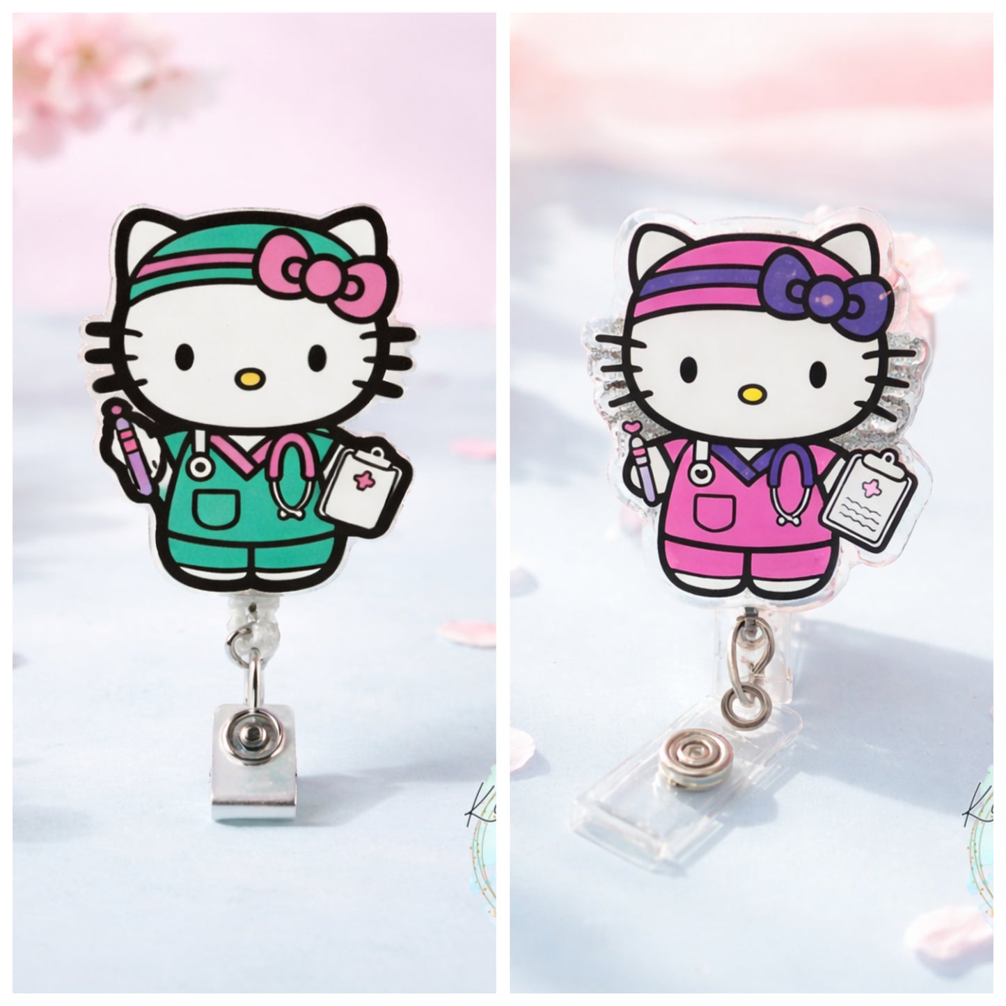 Pastel Nurse Kitty Badge Reel