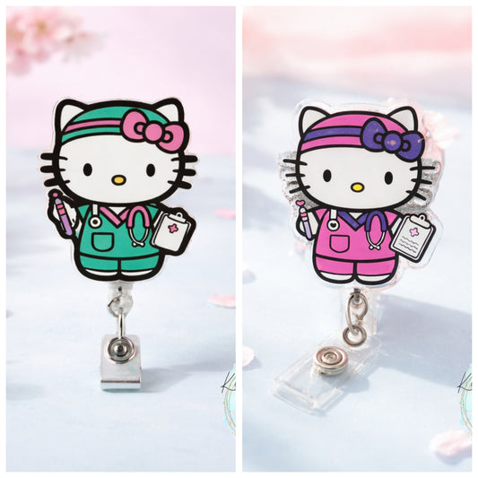 Pastel Nurse Kitty Badge Reel