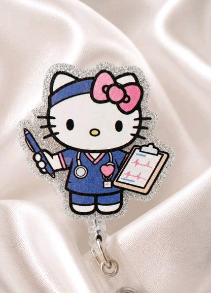 Cute Pink Nurse Kitty Badge Reel for Healthcare Workers (Copy) (Copy)