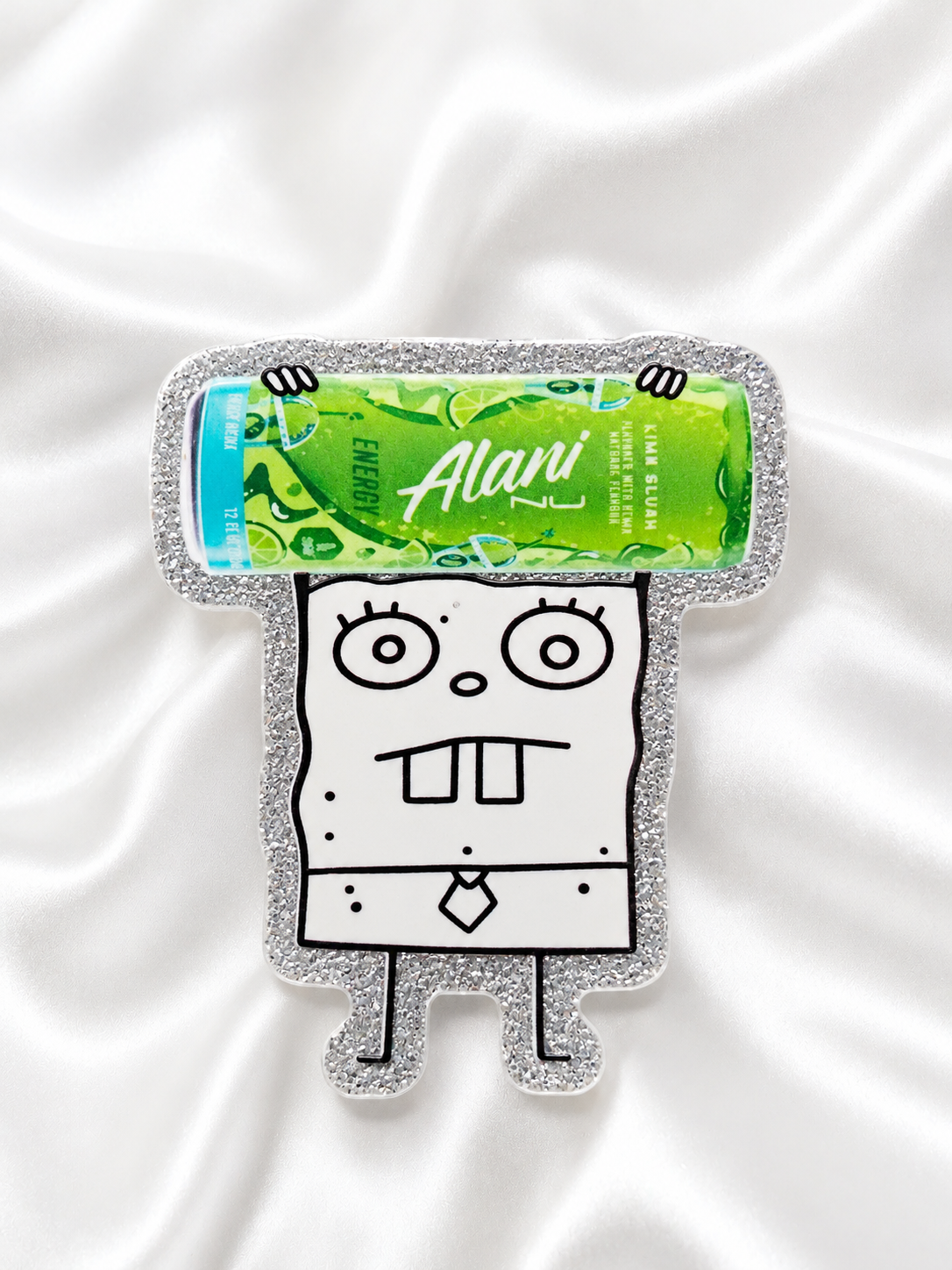 Doodle Energy Drink Badge Reel | Glitter Acrylic Retractable ID Holder | Funny Nurse & Healthcare Badge Buddy