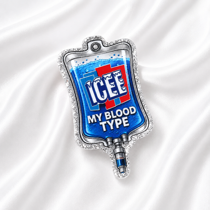 “My Blood Type” Badge Reel Collection – Cute Glitter IV Bag ID Holder