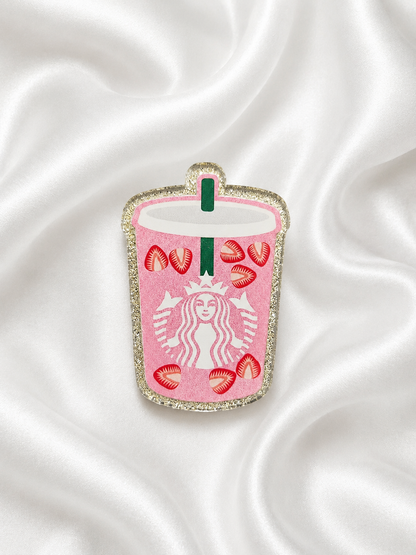 Take Me To StaBs Glitter Badge Reel – Cute Coffee Lover ID Holder☕✨