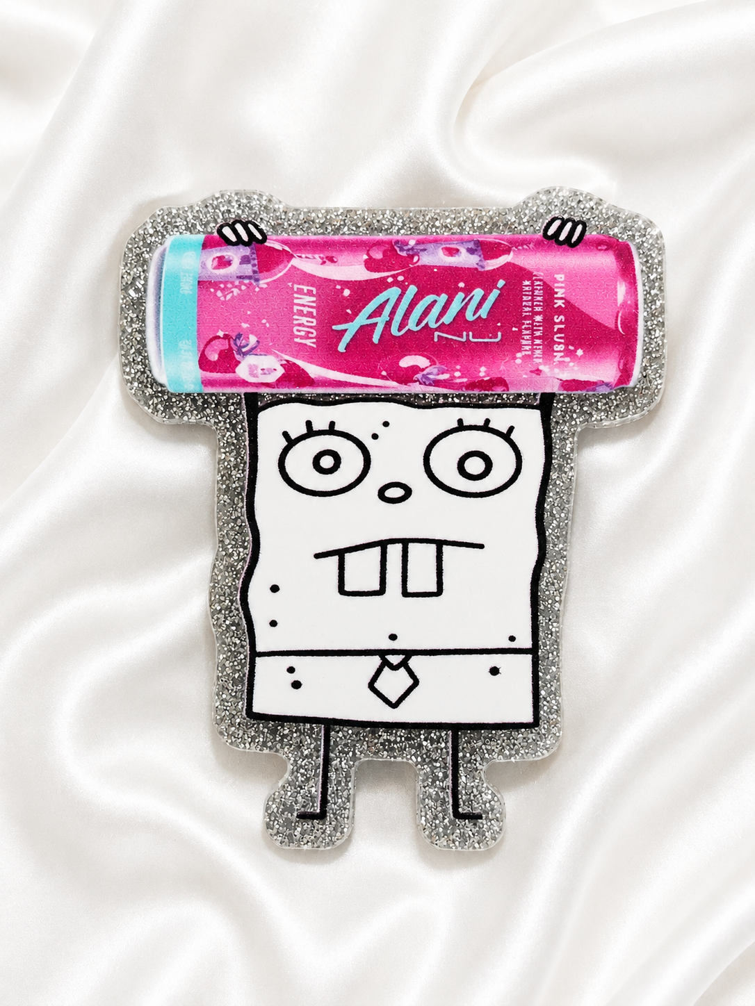 Doodle Energy Drink Badge Reel | Glitter Acrylic Retractable ID Holder | Funny Nurse & Healthcare Badge Buddy