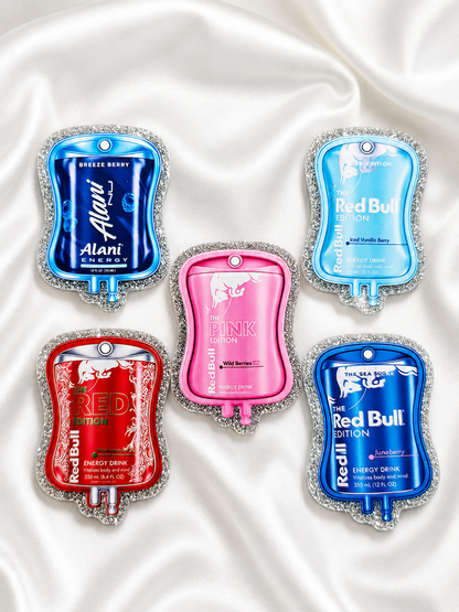 Glitter Energy Drink IV Bag Badge Reel Set | Acrylic Nurse Badge Holder | Cute Caffeine Inspired Retractable ID Reel